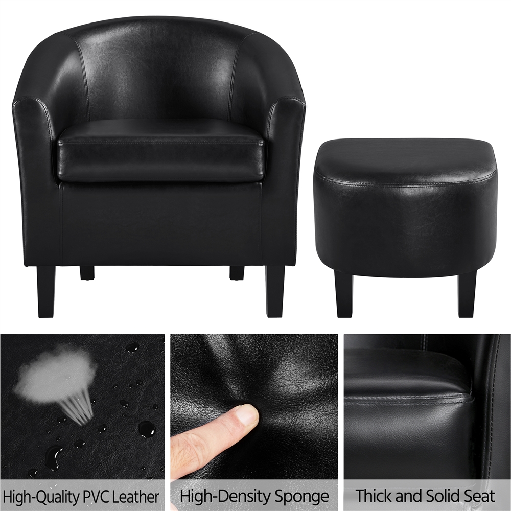 Faux Leather Accent Chair, Black Leather Accent Chair With Ottoman