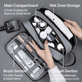 thumbnail image 3 of WANDF Large Toiletry Bag with for Men Women,3-Layer PU Leather Travel Dopp Shaving Kit Bag with Wet Compartment ,Water Resistant Cosmetic Makeup Organizer Shower Bathroom Bag(Grey), 3 of 14