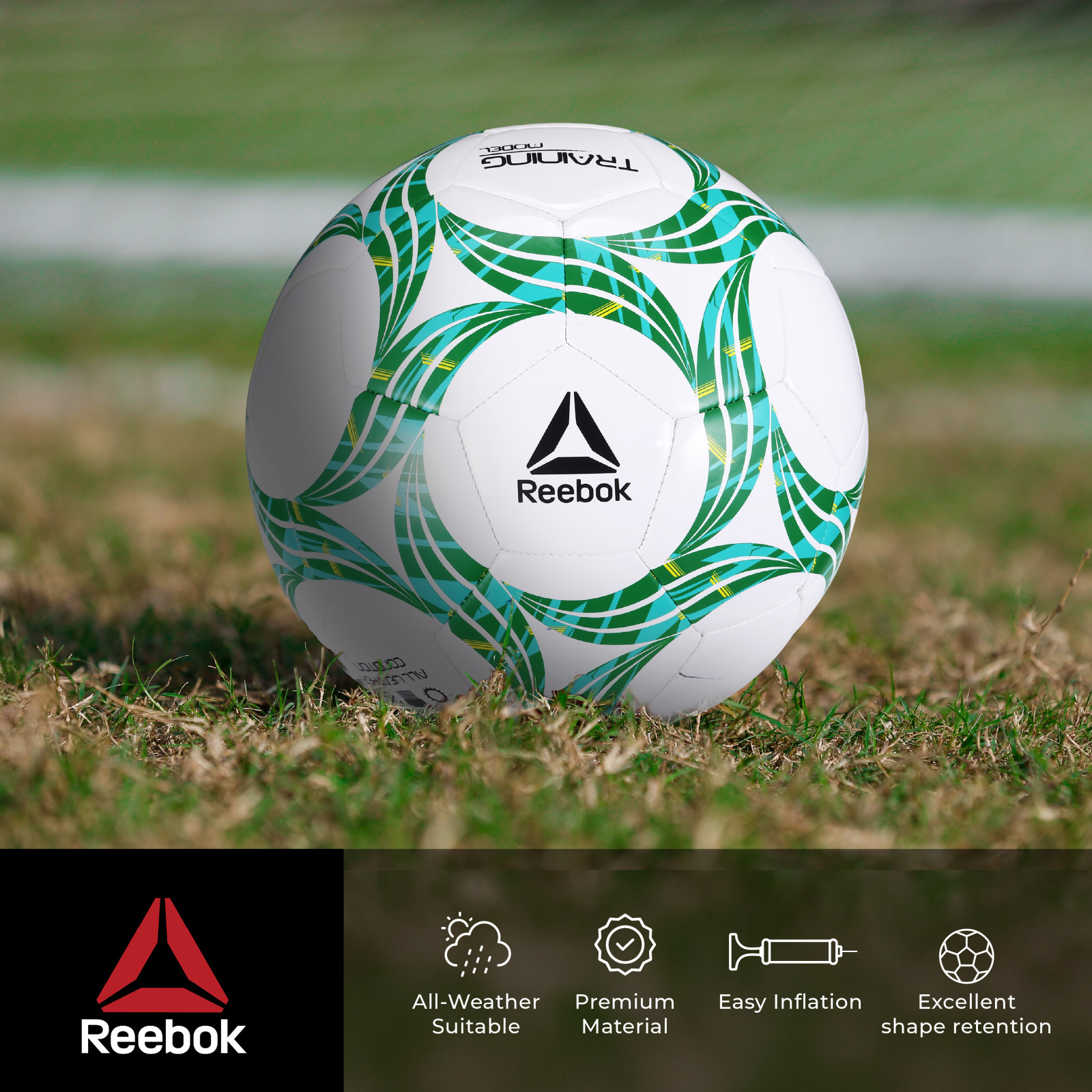 Reebok Size 5 Soccer Ball with Inflatable Pump – Durable Training & Match Ball for Kids & Adults, Football, Outdoor Sports, Soccer Gear