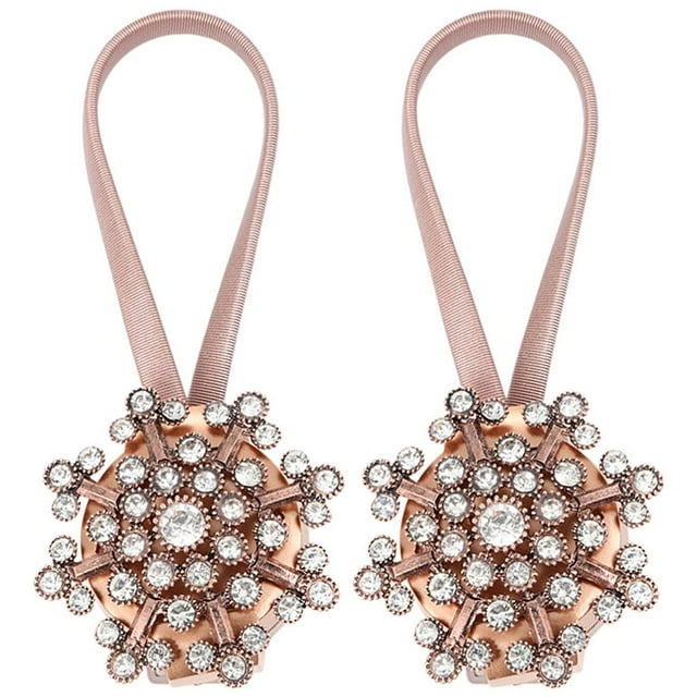 Abrazaderas magnéticas para cortinas con flores de cristal y resortes con hebilla plateada de cristal Color de oro rosa