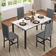 thumbnail image 3 of Furlinkhm Dining Table Set for 4 with Faux Marble Top and Velvet Upholstered Chairs, Modern Kitchen Table Rectangular Space Saving Table for Kitchen Dining Rooms Apartment and Small Spaces, 3 of 7