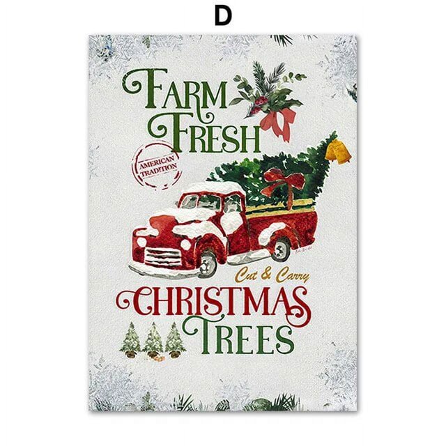 Póster de Papá Noel y camión para decoración del hogar, arte de pared, pintura en lienzo, imágenes impresas, Feliz Navidad, Año Nuevo