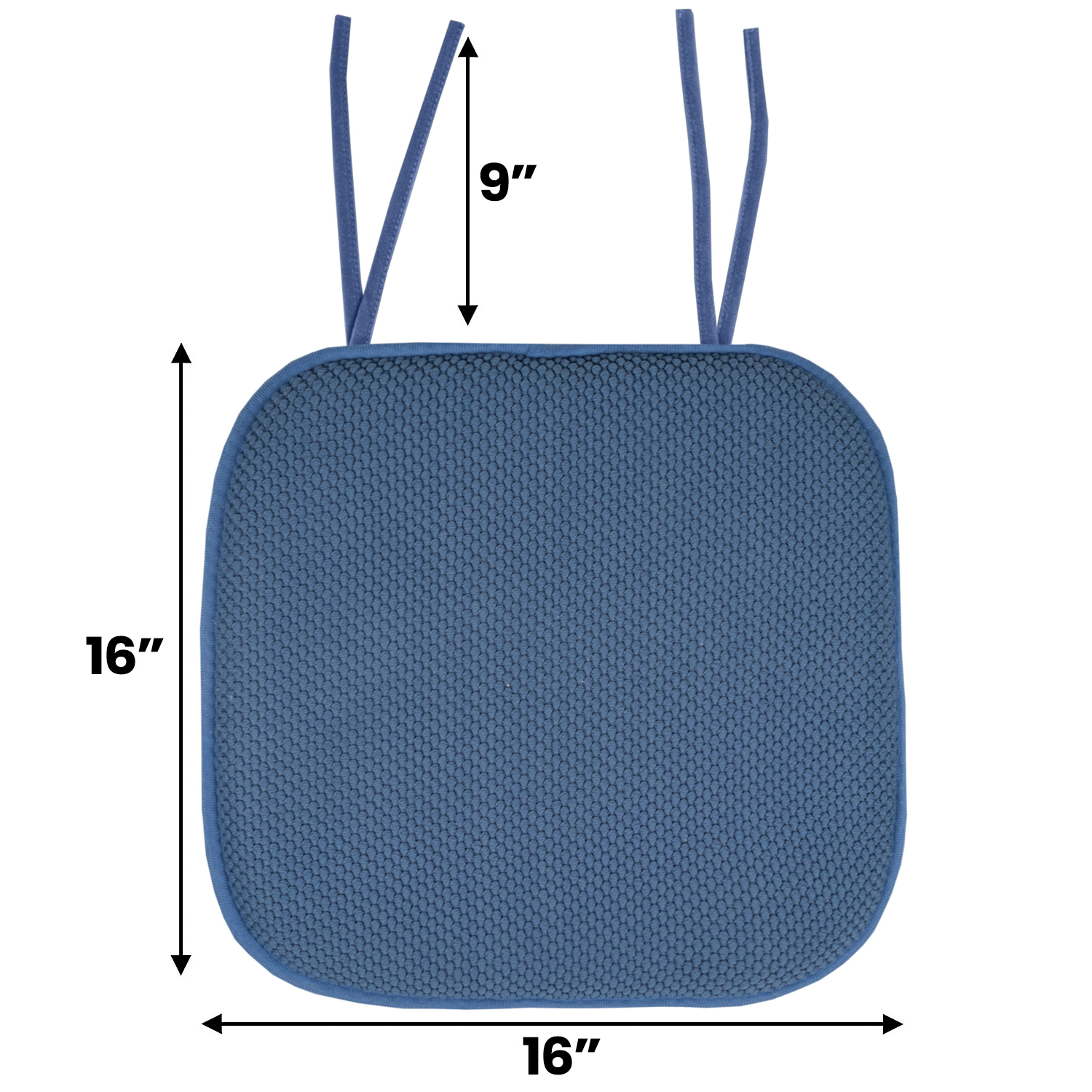 Memory Foam Honeycomb Non-Slip Back Chair Cushion Pad with Ties 2, 4, 6 or 12 Pack