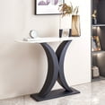 thumbnail image 5 of Youdao 47 inches Modern Black Console Table with Geometric Metal Base, White Marbling Narrow Entryway Table Foyer Table for Entrance, Living Room, Hallway, Entryway, 5 of 9