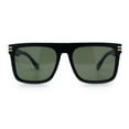 thumbnail image 3 of Polarized Mens Flat Top Horn Rim Plastic Rectangle Mogul Sunglasses Matte Black Gold - Green, 3 of 7