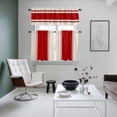 thumbnail image 4 of Red Vintage Kitchen Curtains Sets for Windows 36 Inch Length, Geometric Stripes Simple Lines Rod Pocket Window Treatments Tier Curtains and Valances Set for Bedroom/Bathroom, 4 of 8