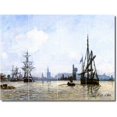 thumbnail image 1 of Ceramic Tile Mural-Johan Jongkind Ships Shower Tile Mural 3. 24" w x 18" h using (12) 6 x 6 ceramic tiles, 1 of 3