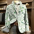 thumbnail image 3 of Nokdvo Mens Corduroy Vintage Blazer Valentine's Day Button Down Jackets Notched Lapel Heart Print Suit Jacket with Pockets Stylish Casual Lightweight Valentines Day Blazers Suit Jacket,Green XL, 3 of 6