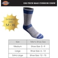 thumbnail image 3 of Dickies Men's 6 pairs Dri-Tech Max Cushion Crew Socks, Sizes 6-12, Marl with Tipped Green/Orange/Blue, 3 of 3