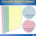 thumbnail image 3 of 1InTheOffice 5.5 x 8.5 Paper, Pastel, College Ruled Mini Binder Paper, Loose Leaf Paper, Assorted Color, 200 Pack, 3 of 7
