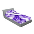 thumbnail image 2 of Ambesonne Abstract Fitted Sheet & Pillow Sham Set, Trippy Digital Shapes, Twin, Violet White, 2 of 2