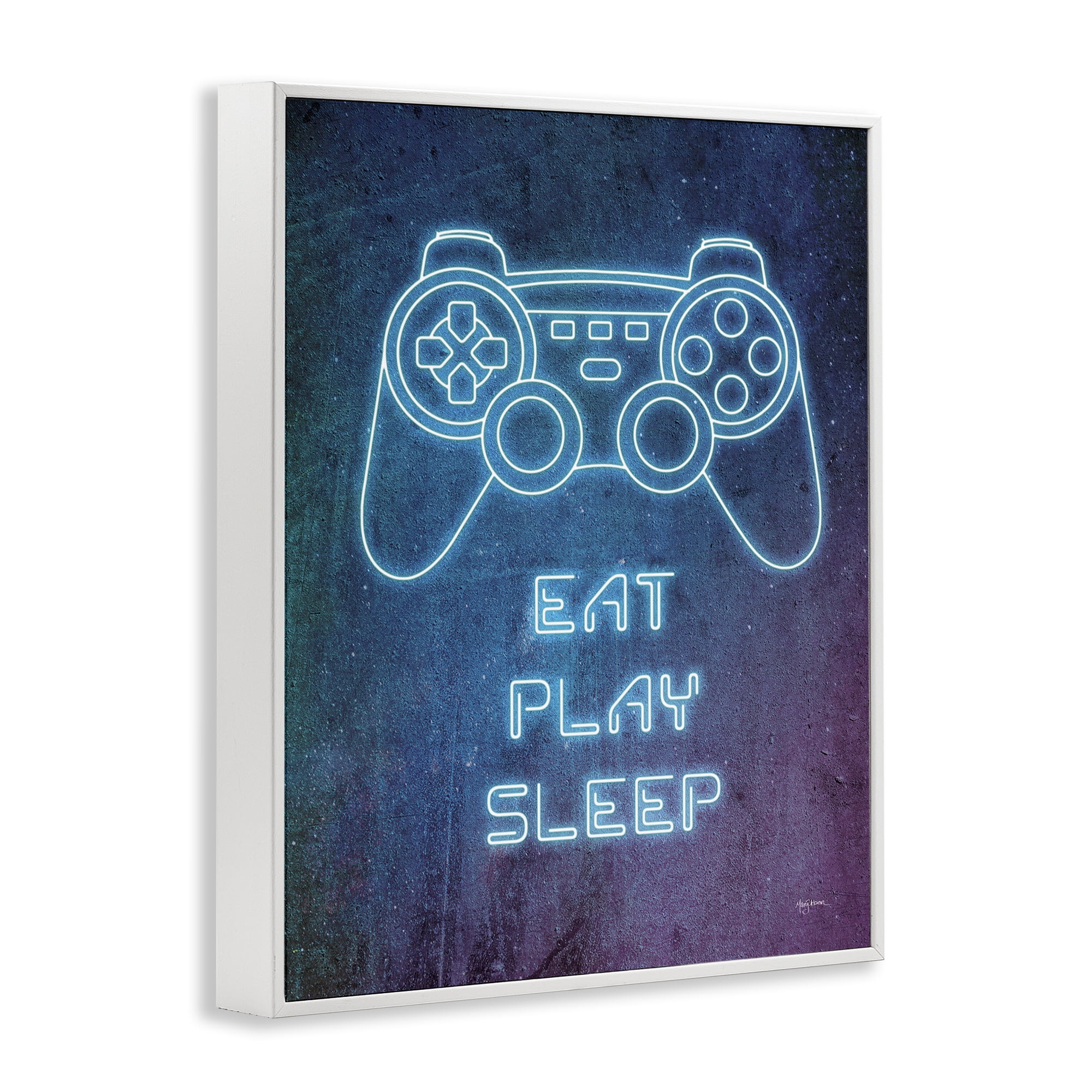 Stupell Industries Eat Play Sleep Neon Typography Painting White Framed Art Print Wall Art, 11 x 14