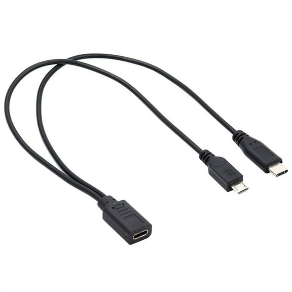 FVH Type-C USB-C Female to USB-C Type C USB 3.1 & Micro USB Male Splitter Extension Charge Cable