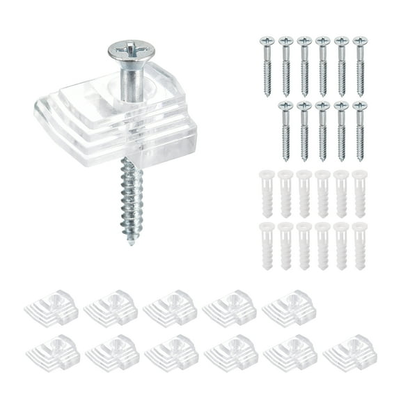 Uxcell 12Set 21mm Plastic Glass Retainer Clips Set for 3mm Thick Glass, Clear