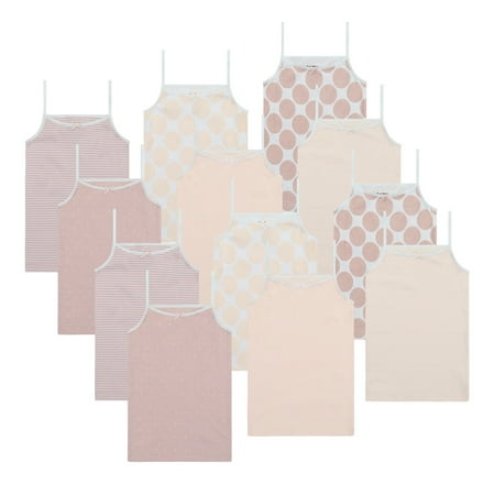 

Buyless Fashion Girls Tagless Cami Scoop Neck Undershirts Cotton Tank With Trim and Strap (12 Pack)