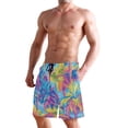 thumbnail image 2 of Dailycode Men's Quick Dry Swim Trunks Beach Shorts Casual Summer Board Shorts with Pockets, Vibrant Color Palm Trees, 2 of 8