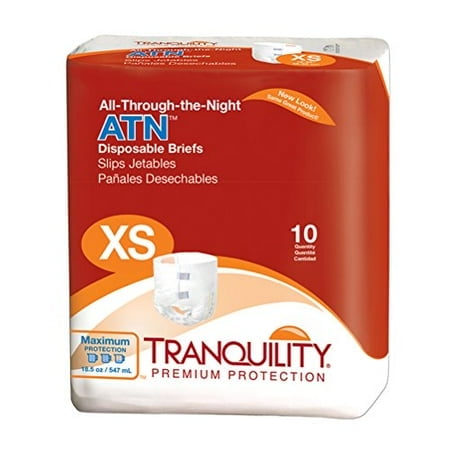 Tranquility ATN Culottes Jetables pour Adultes, Languettes Refermables avec Protection Toute la Nuit, TP (18 Pouces-26 Pouces) - 10 Unités (Lot de 1)