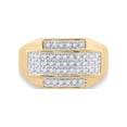 thumbnail image 2 of 10kt Yellow Gold Mens Round Diamond Rectangle Cluster Ring 1/3 Cttw, 2 of 4