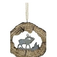 thumbnail image 3 of Rustic Western Elk Deer Faux Wood Log Slice Set of 4 Christmas Tree Ornaments, 3 of 8