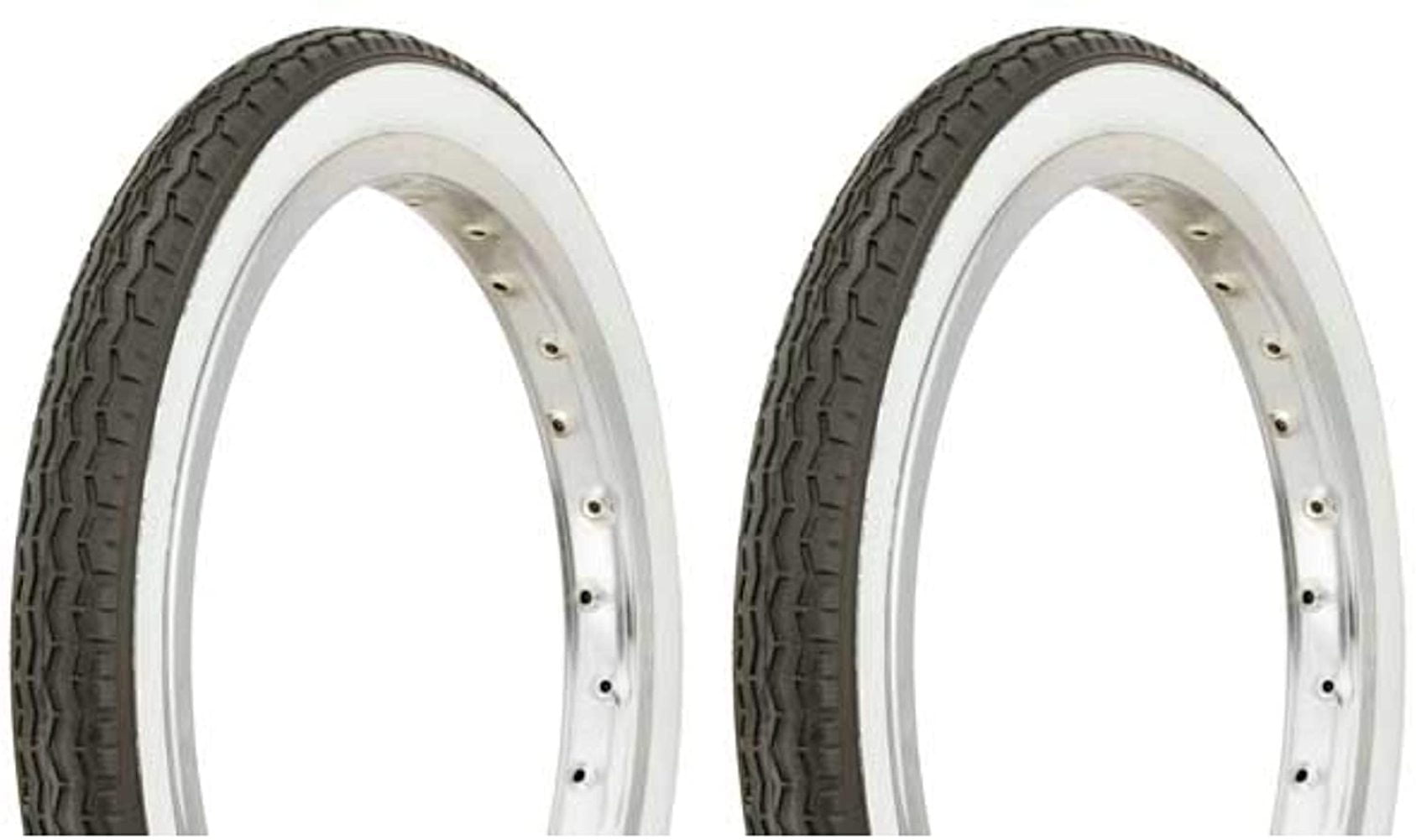 2 Duro 20" x 1.75" White Side Wall Bicycle Tires/Tubes/Rimstrip Cruiser Lowrider 