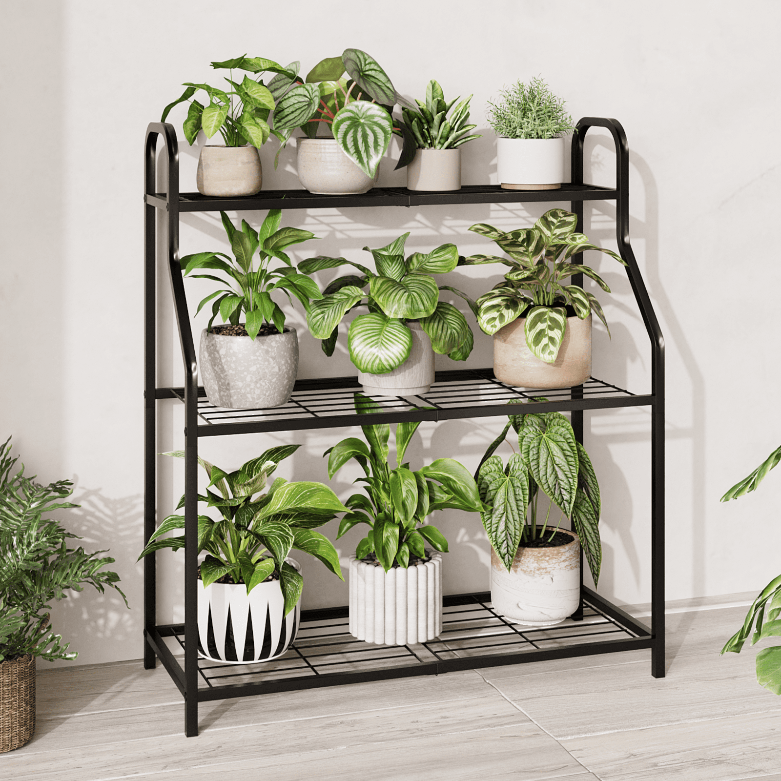 Bamworld, Tall Plant Stand, 5 Tier, Indoor Metal Plant Shelf