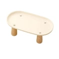 thumbnail image 2 of Soporte elevado para comedero de gatos, de plástico antiderrame y con base de madera. Beige 24cmx13cm, 2 of 9