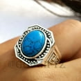 thumbnail image 3 of Handmade Turkish 925 Sterling Silver Ring: Oval Turquoise Gemstone, 3 of 10