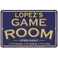 thumbnail image 1 of LOPEZ'S Blue Game Room Sign Metal Wall Decor 8x12 208120002261, 1 of 1