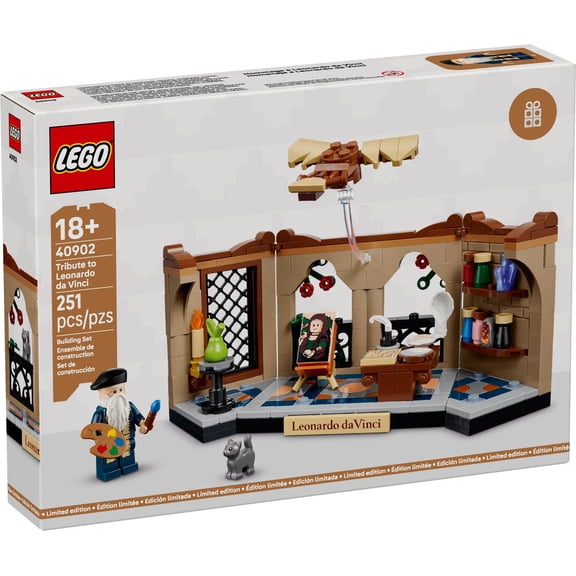 LEGO Tribute to Leonardo da Vinci – 250-Piece Renaissance Workshop Building Set with Leonardo Minifigure, Mona Lisa & Ornithopter, Collectible Art Display Gift for Adults – 40902