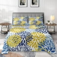 thumbnail image 3 of Navy Blue Soft Bedding Set Deep Pocket 3 Piece Bedding, Luxury Soft Microfiber Queen Sheet Sets Spring Floral, 3 of 7