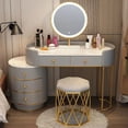 thumbnail image 4 of Lighting Drawer Dressing Table Luxury Nordic Bedroom Vanity Woman Makeup Dressing Table Tocador Maquillaje Household Products My Lux Decor Round, 4 of 38