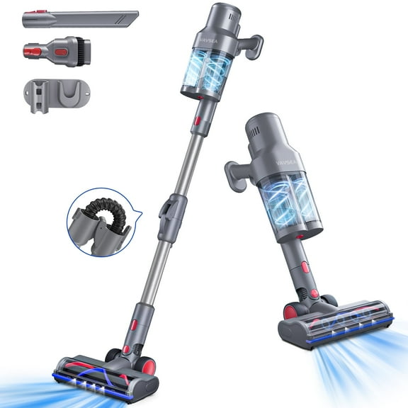VAVSEA Cordless Vacuum Cleaner with Double Dust Cup, 38Kpa Lightweight Stick Vacuum Cleaners with 450W Brushless Motor for Home Hard Floor Carpet Pet Hair, New