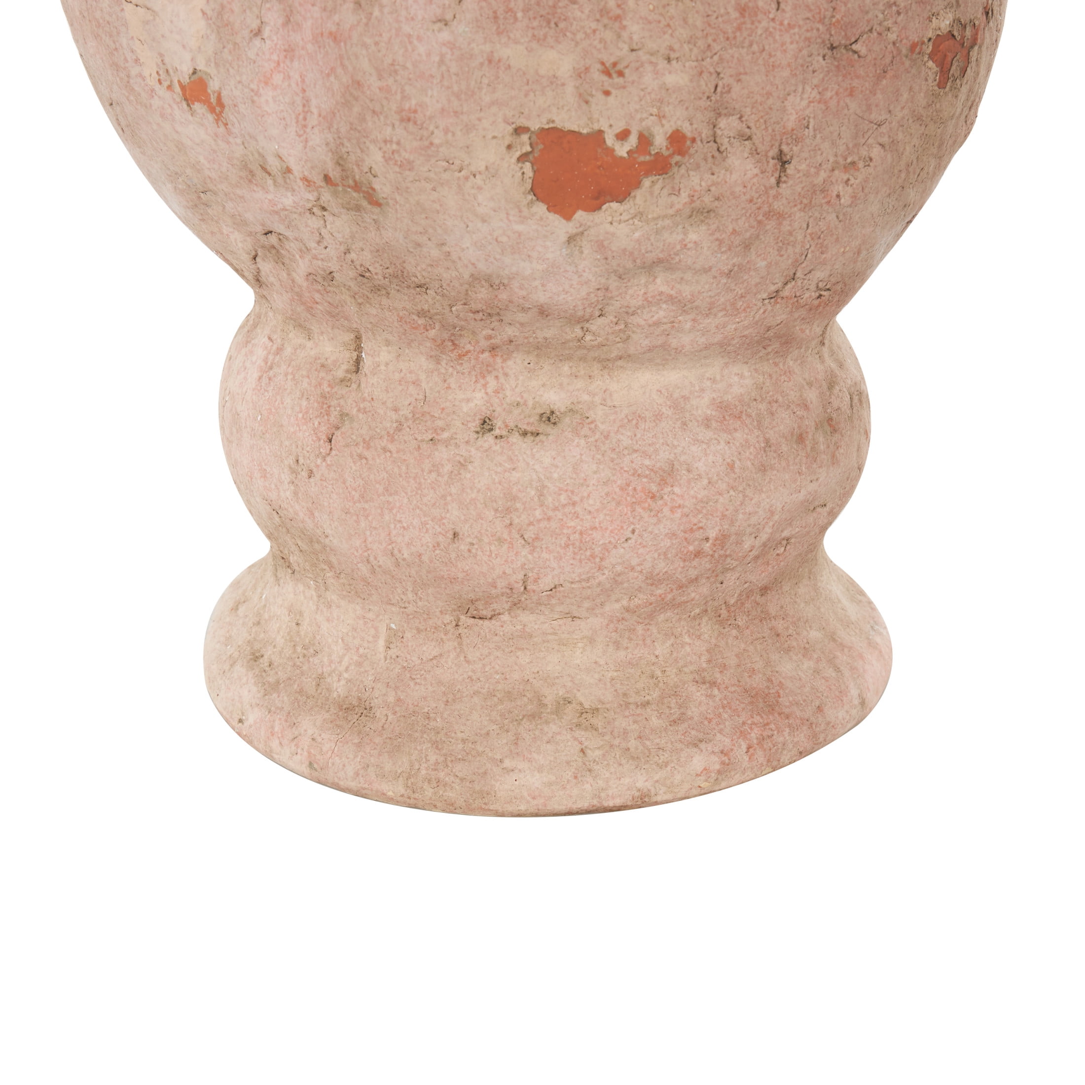 DecMode 17" Antique Style Distressed Pink Ceramic Vase with Handles