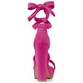 thumbnail image 2 of BLISSFUL STEP Women's Lace Up Platform Block Heel Sandals Hot Pink 7, 2 of 8