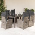 thumbnail image 1 of vidaXL 7 Piece Garden Dining Set with Cushions Grey Poly Rattan, 1 of 5