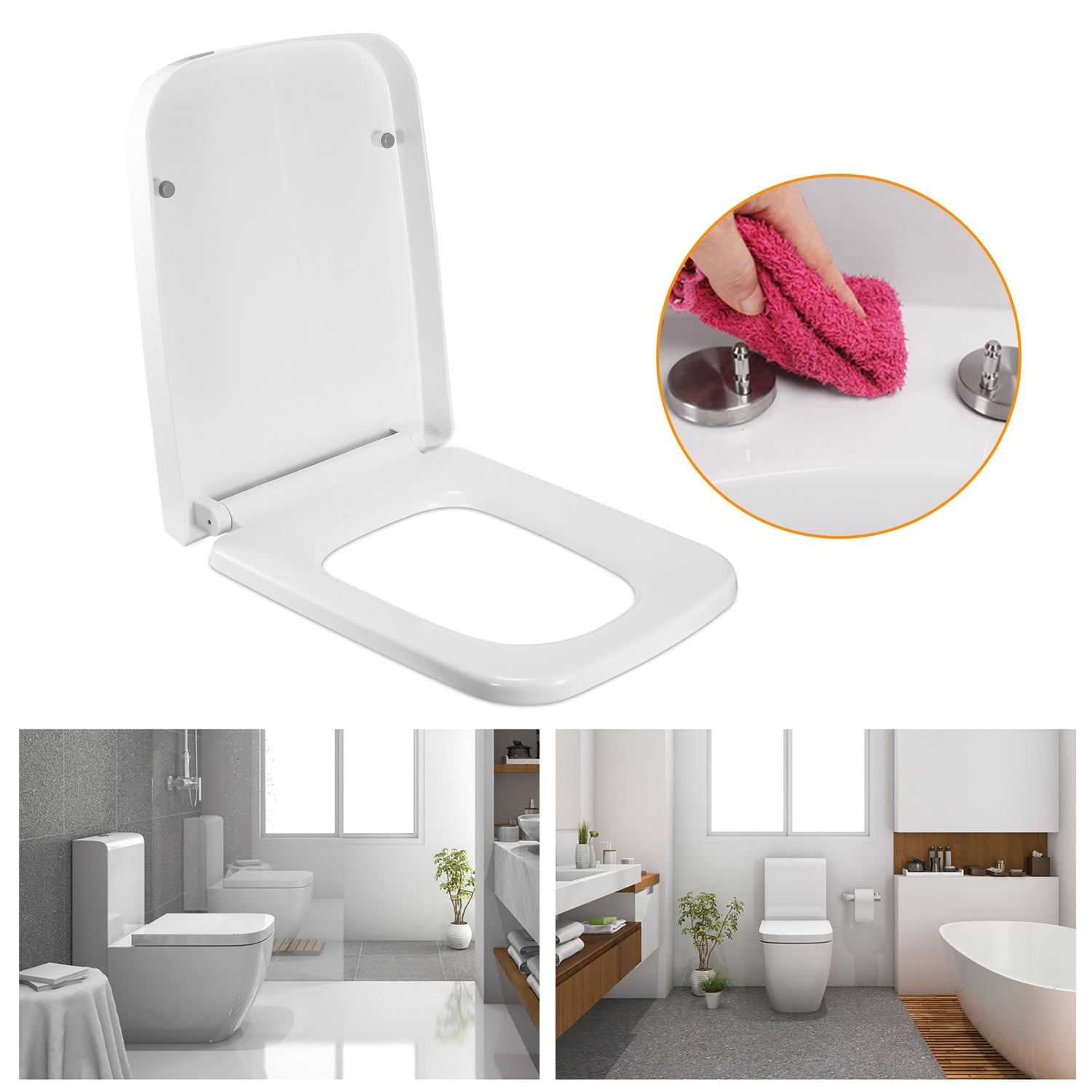 iMountek Square Toilet Seat Cover, HeavyDuty QuietClose Toilet Seat