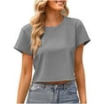 thumbnail image 3 of Blusa corta con estampado de manga corta y cuello redondo informal cómoda a la moda para mujer OAVQHLG3B Store lin121212, 3 of 3