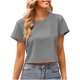 thumbnail image 3 of Blusa corta con estampado de manga corta y cuello redondo informal cómoda a la moda para mujer OAVQHLG3B Store lin121212, 3 of 3