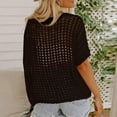thumbnail image 4 of Crochet Coverups for Women Summer Cap Sleeve Hollow Out Casual Cruise Beach Vacation Tops Knit Pullover Sweater Black M, 4 of 7