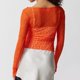 thumbnail image 2 of Gibobby Blusa Termica Mujer Top de manga larga de encaje para mujer, Top corto de malla transparente, Top Floral ajustado con hombros descubiertos, camiseta, camisa, ropa de calle（Anaranjado， S), 2 of 4
