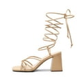 thumbnail image 2 of DREAM PAIRS Women’s Lace-Up Block Heel Sandals, Strappy Square Open Toe Chunky High Heels for Party, Travel & Date, 2 of 4