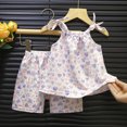 thumbnail image 2 of HCNTES Baby Girl Clothes Toddler Baby Girl Summer Clothes Ruffle Short Sleeve T Shirt Tops Shorts 2 Piece Outfit 1T 2T 3T Cute Baby Girl Clothes, 2 of 4