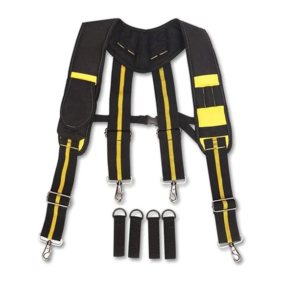 Heavy Duty Work Tool Belt Braces Suspenders With 4pcs Belt Loops Phone Bag Suitable Padded Tool Belts Multifunctional Tool ,Adjustable