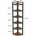 thumbnail image 2 of 6 Tier Corner Shelf, 70.9 Inch Tall Corner Bookshelf Small Bookcase Rustic Corner Shelving Unit Storage Rack for Living Room, Home Office, Kitchen, Small Space, 2 of 2