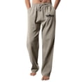 thumbnail image 1 of WEAIXIMIUNG Winter Overalls Men Men's Figure Flattering Linen Pants Fashionable Pure Color Casual Flat Front Work Pants, 1 of 8
