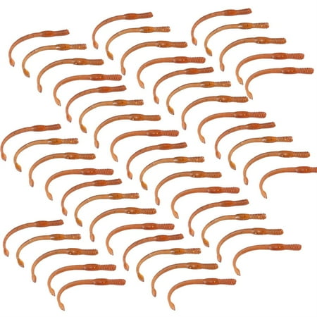 50pcs 77mm Worm-shape Soft Lures Bait Lifelike Baits Worm Tail Fishing Tackle
