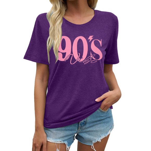 VJATTWR Oversized Tshirt Women Oversized 90S Vibe Outfits Women 90S Vintage Music Shirts Country Graphic Tee Disco Party Shirt Casual Tops M