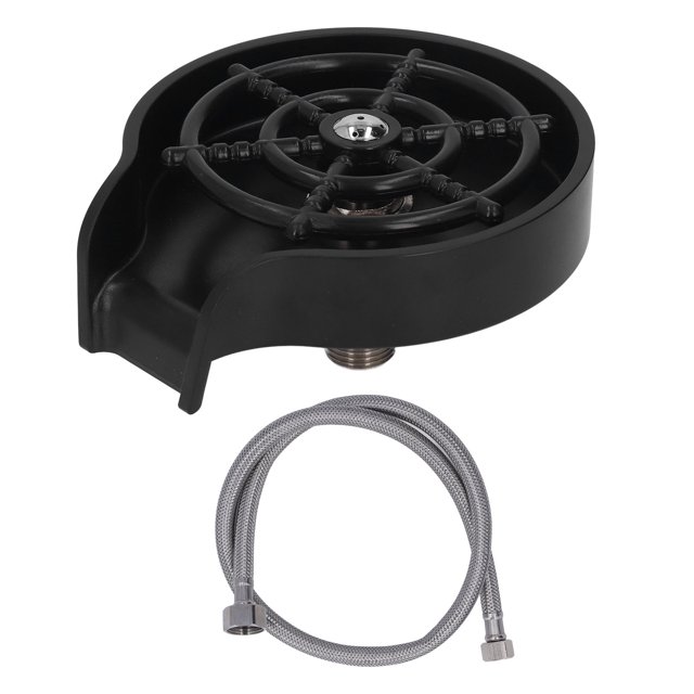 High Pressure Sink Glass Rinser Bar Automatic Cup Washer Kit with ABS Base 80cm Hose Black