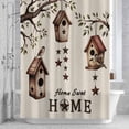 thumbnail image 3 of Bird Houses Shower Curtain for Bathroom Decor, Sparrows Home Sweet Branch Star Linen Texture Waterproof Fabric Shower Curtain, 66"x72" Set with 12 Hooks, 3 of 9