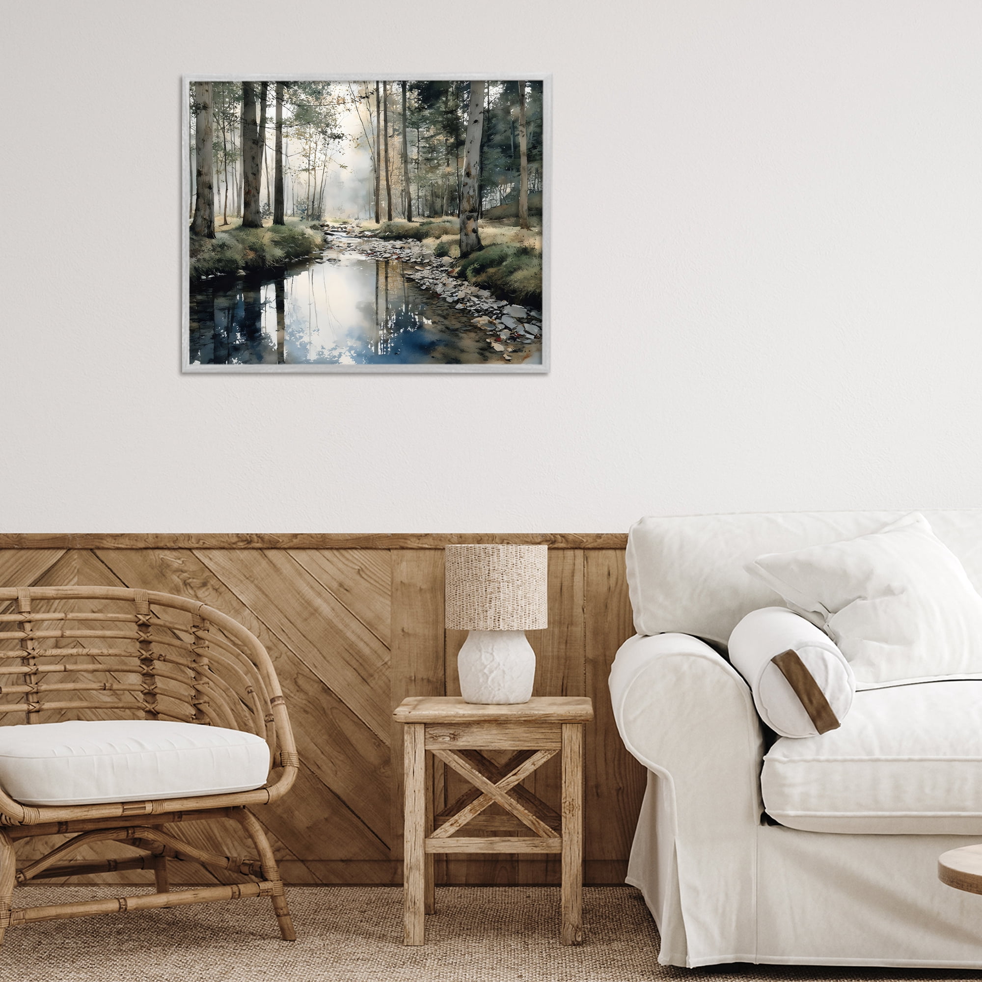 Stupell Industries Woodland Wonder Creek Gray Framed Giclee Art, design by Franklyn Gregory